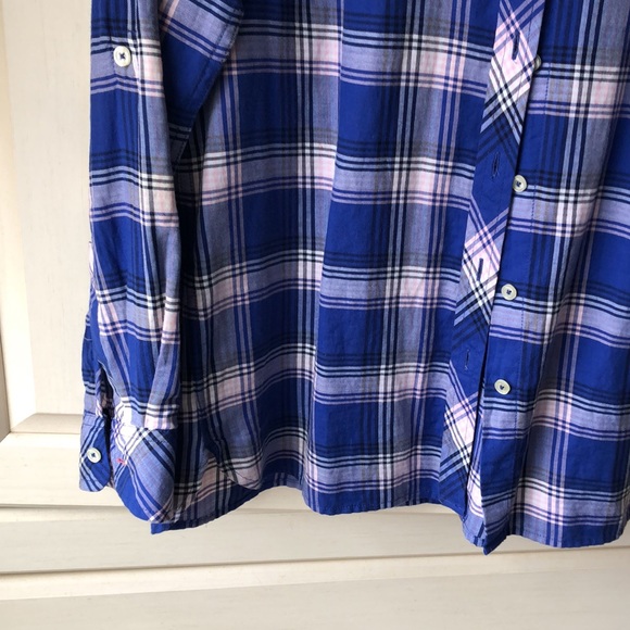 TALBOTS • Blue, White & Pink Paid “The Perfect Shirt” Button Down - Picture 7 of 13